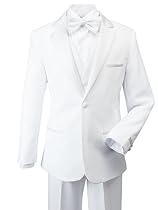 Spring Notion Little Boys' Modern Fit Tuxedo Set, No Tail Extra Small/0-3M White