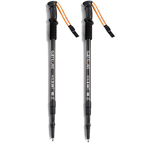 GOTOONE Hiking Walking Sticks Trekking Poles Telescoping Collapsible Ultra Strong Anti Shock Lightweight for Women Men with Reflective Wrist Straps (Black)