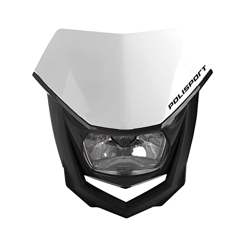 POLISPORT 8657400001 - Faro anteriore HALO in polipropilene con lampada alogena compatibile con tutti i modelli motocross/enduro in colore bianco/nero