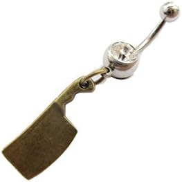 Bronze Knife Belly Ring, Butcher Knife Body Jewelry, 14g 14 gauge, 316L Stainless Surgical Steel,Navel Piercing
