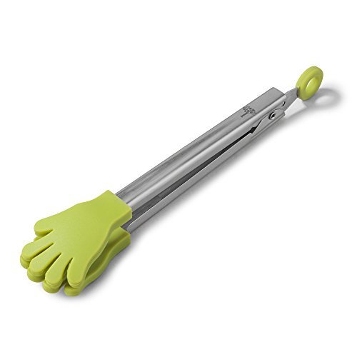 Zeal 7 Inch Silicone Handy Cooks Tongs With Lock - Heat Resistant To 482°F - Non Scratch - Green