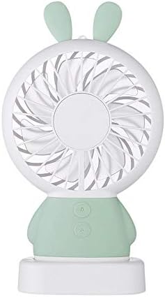 Univeral Delicate Rabbit Mini Handheld Fan,Personal Portable Desk Table Fan with 2 Speed Adjustable USB Rechargeable Cooling Electric Fan for Office Room Outdoor Household Traveling with Base (Green)