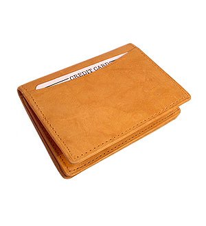 MW580TN 3" x 4" Mens Leather Credit Card Holder Tan Wallet