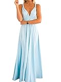 Clothink Women's v-Neck Solid Sleeveless Long Maxi