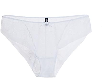 Annajolly Women's Lace Low Rise Cheekini Brief Transparent Hipster Panties White Small