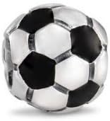 Soccer Ball Charm Bead. Fits Troll, Zable, Baigi, Chamilia Charm Bracelets.