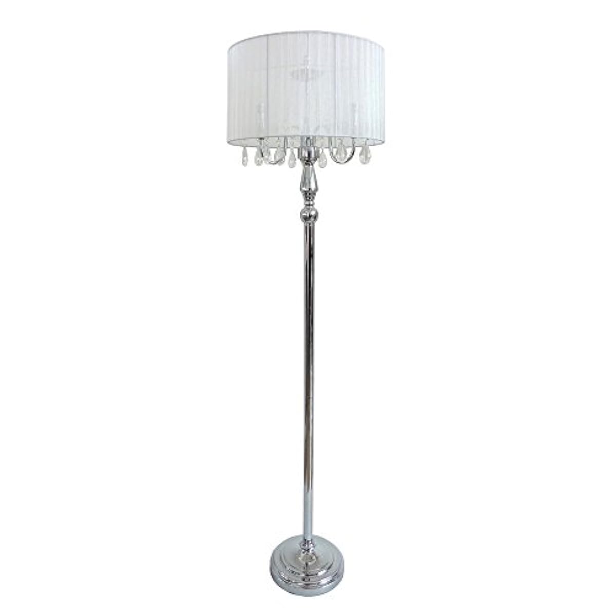 Elegant Designs Lf1002 Wht Sheer Shade Chrome Floor Lamp With