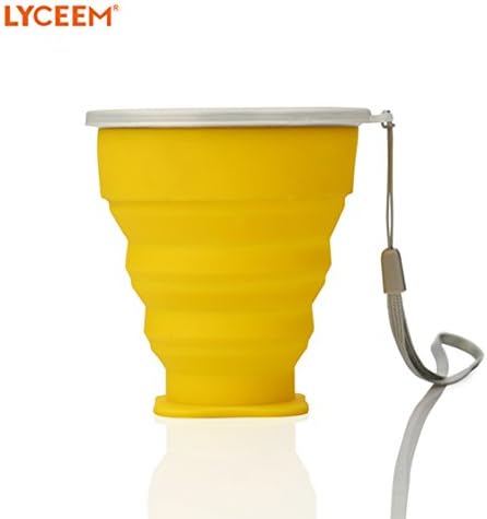 LYCEEM Portable Food-grade Silicone Collapsible Travel Cup Pop up Drinking Cups Mug 200ml 6.7oz Gold