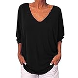 Eaktool Womens Tops,Women Fashion V Neck Three Quarter Sleeve Loose Casual Solid Summer T Shirts
