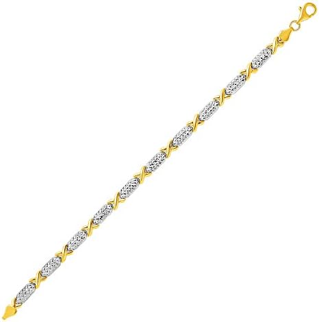 14K Two-Toned Yellow and White Gold Double "S" Pattern Bracelet