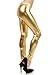 Sakkas Footless Liquid Wet Look Metallic Stretch Leggings - Gold/X-Large