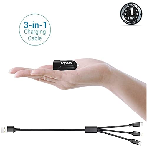 Dyazo-18-w-Invisible-Qc-Port-Rapid-car-Charger-Qualcomm-Quick-Charger-30-Fast-car-Charger-for-Mobiles-Tablets-with-Free-3-in-1-Cable Dyazo Dz 1002 18 W Single Port Car Charger for Mobiles and Tablets with USB Cable - Black