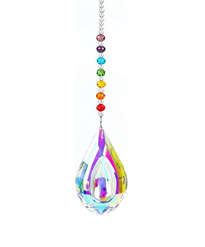 Tiardey Crystal Colorful Crystal Chandelier Pendant Crystal with Hanging Ornament for Home,Office,Garden Decoration - Lute shape