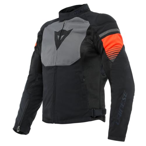 Dainese - Air Fast Tex Jacket, Summer Motorcycle Jacket, Quickdry Fabric, Soft Protections On Shoulders And Elbows, Mens Motorcycle Jacket, Black/Grey/Fluo Red, 52