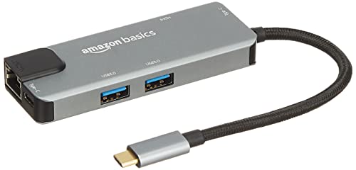 Amazon Basics 6-in-1 USB C Hub Multiport Adapter (Black)