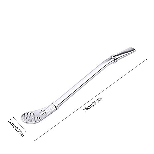 TXIN 2 Pack Stainless Steel Drinking Spoon Straws Yerba Mate Bombilla Gourd Drinking Filter Straws Stirrer with 2Pcs Cleaning Brush
