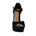 BAMBOO EF51 Women's Platform Criss Cross T-Strap Buckle High Block Dress Heels
