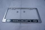 Scion Chrome Stainless Steel License Plate Frame w/ Carbon Fiber Style Letter