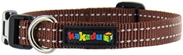 Empire Tracks Adjustable Nylon Dog Collar by Kakadu Pet, Small, 1/2" x 10-14", Earth (Brown with Grey Stitch)