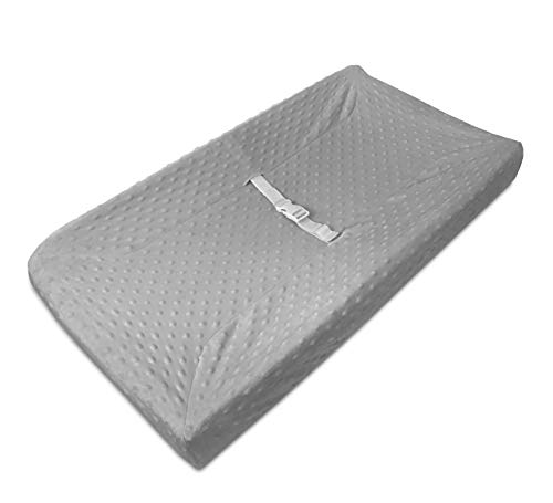 American Baby Company Heavenly Soft Minky Dot Fitted Contoured Changing Pad Cover, Gray Puff, for Boys and Girls