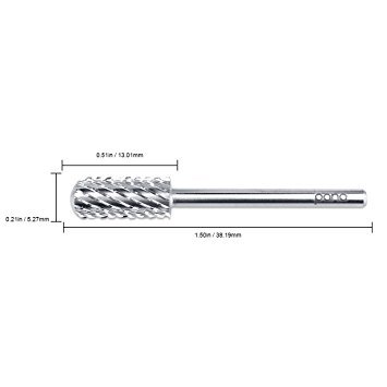 PANA Professional 3/32" Shank Size - Smooth Top Small Barrel Silver Carbide Bit 2X Coarse Grit - Nail Drill Bit for Dremel Machine