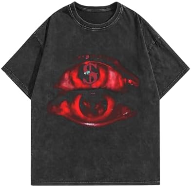 VIPWOLF Men's Graphic Oversized Short Sleeve Tee Shirt Y2K Vintage