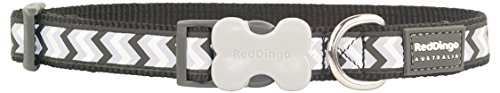 Red Dingo Reflective Ziggy Dog Collar, Small, Black