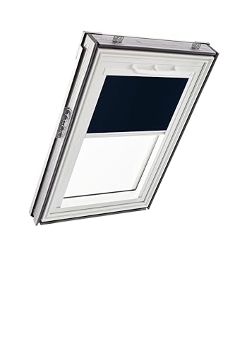 Original Roto Verdunkelungsrollo ZRV - Nahezu vollständige Verdunkelung - Führungsschiene Weiß - Für Dachfenster der Baureihe Q - Größe 114/140 | 11/14 - Stofffarbe Blau