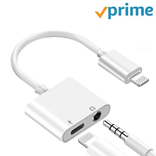 3.5 mm Jack Headphone Adapter for iPhone Xs/Xs Max/XR/ 8/8 Plus / 7/7 Plus for iPhone Aux Adapter 2 in 1 Accessories Splitter Adaptor Charger Cables & Audio Connector Dongle Support All iOS Systems