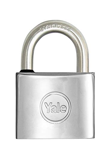 YALE Lucchetto marino in ottone Y1150050080X, larghezza corpo 50 mm, arco lungo in acciaio inossidabile da 26 mm, con anello in gomma e doppio sistema di chiusura