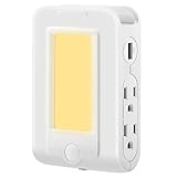 USB Charger Outlet, High Speed USB Wall Outlet, LED Sensor Night Light Socket Extender with 4 AC Outlet Dual USB Charging Port Phone Holder for iPhone iPad, Samsung, Kindle, Blackberry, Power Bank