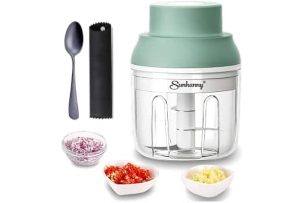 Electric Garlic Chopper Mini, Garlic Masher Mincer Crusher Pepper Chili Nuts Meat Grinder, Food Processor Small with Garlic P