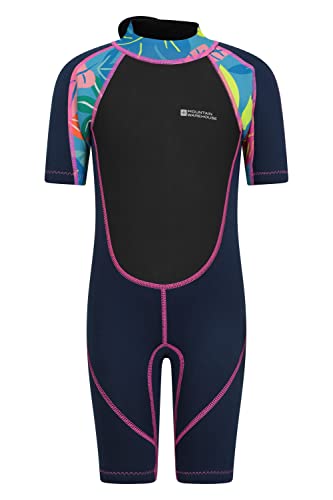 Mountain Warehouse Kids Shorty Wetsuit - 2.5mm Thickness, Flat Seams, Easy Glide Zip Children's Wetsuit, Neoprene, Adjustable Neck Closure - Spring Summer, Swim Pale Blue (Kids) Teen Size 13 Years