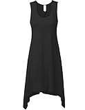Luna Flower Women's Sleeveless Asymmetric Bottom Hem Short Dresses, Size 3X, Color Black