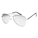 Zacway Small Polarized Spring Hinges Metal Aviator Sunglasses UV400 52mm (Silver Frame/Mirror Mercury Lens, 52)