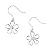Solid Sterling Silver Rhodium Plated Daisy Flower Dangle Earrings
