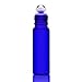 Culinaire 6 Pack Of 10 ml Blue Glass Bottles with Stainless Steel Roller Balls / Caps & 3 ml Dropper with Gold Glass Pen included