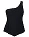 Hilor Women's One Shoulder Tankini Asymmetrical Swim Top Flowy Handkerchief Swimwear
