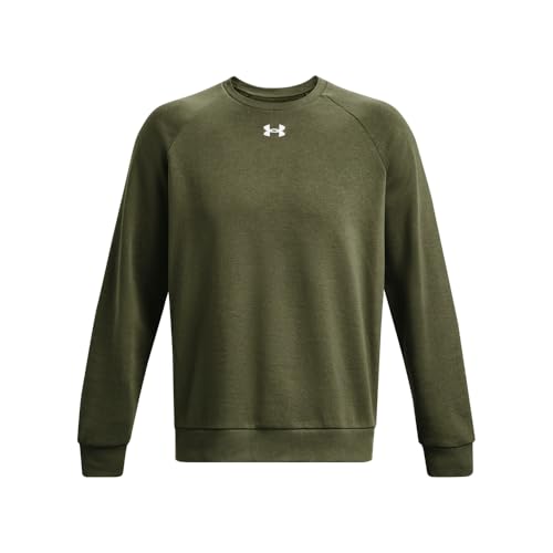 Under Armour Men's Rival Fleece Crew, (390) Marine OD Green / / White, Small Ta…