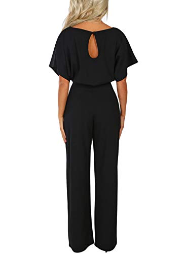 TOUVIE-Damen-Jumpsuit-Elegant-Lang-Weites-Bein-Hohe-Taille-Kurzarm-Overalls-mit-Grtel-S-XL