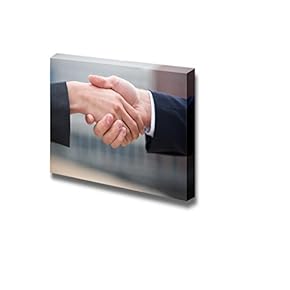 Canvas Prints Wall Art - Professional Handshake in a Work Environment Setting | Modern Wall Decor/Home Decoration Stretched Gallery Canvas Wrap Giclee Print. Ready to Hang - 12" x 18"