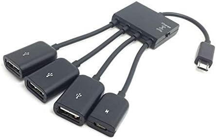 Fengde USB Cables Micro USB HUB Adaptor with Power, 3-Port Charging OTG Host Cable Cord Adapter for Android Smart Phone Tablet Computer Accessories