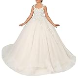 Tulle Flower Girl Dress for Wedding Lace Applique