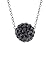 .925 Sterling Silver Black Crystals Ball 10mm Pendant Necklace 18