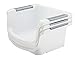 YBM HOME Plastic Stackable Storage Basket Organizer Tray Open Bin Set of 3 White 2137