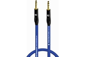 COLUBER CABLE 1/4 TRS Male to 1/4" TRS Male - 1 Feet - Blue - 1/4 (6.35mm) Stereo Balanced Male to Male Connector for Powered Speakers, Audio Interface or Mixer for Live Performance & Recording