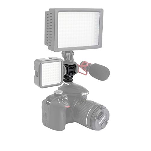 AFVO Aluminium Triple Hot Shoe Camera Mount Adapter Video Accessory Triple Shoe Bracket for Lights, LED Monitors, Microphones, Audio Recorder & Studio Flash Video Camera