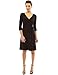 PattyBoutik Women V Neck Faux Wrap Long Sleeve Knit Dress (Black X-Large)
