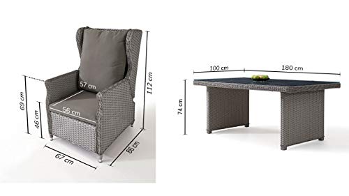 talfa Gartenmöbel Dining Set in Grau satiniert Chesta 6, eckig – Bild 3