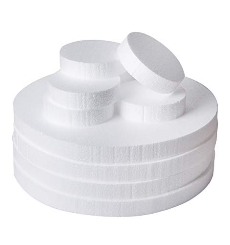 24 Foam Circles -Craft Foam Circles- Styrofoam Discs -Craft Foam for Art and Craft- Floral Foam - Foam Disks- DIY Crafts for Home, School- 2 Size 12'' x 12'' x 1'' & 4'' x 4'' x 1'' Inch (Pack of 24)
